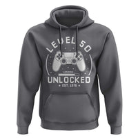 Level 50 Unlocked Video Gamer 50th Birthday Gift Hoodie Vintage 1976 50 Year Old Gift