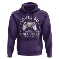 Level 50 Unlocked Video Gamer 50th Birthday Gift Hoodie Vintage 1976 50 Year Old Gift