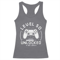 Level 50 Unlocked Video Gamer 50th Birthday Gift Racerback Tank Top Vintage 1976 50 Year Old Gift