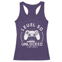 Level 50 Unlocked Video Gamer 50th Birthday Gift Racerback Tank Top Vintage 1976 50 Year Old Gift