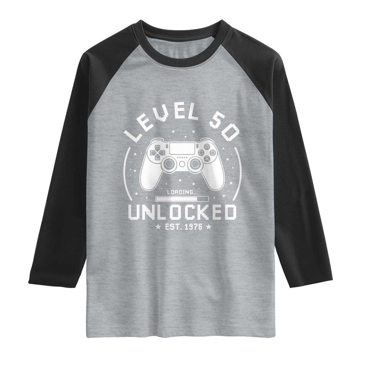 Level 50 Unlocked Video Gamer 50th Birthday Gift Raglan Shirt Vintage 1976 50 Year Old Gift