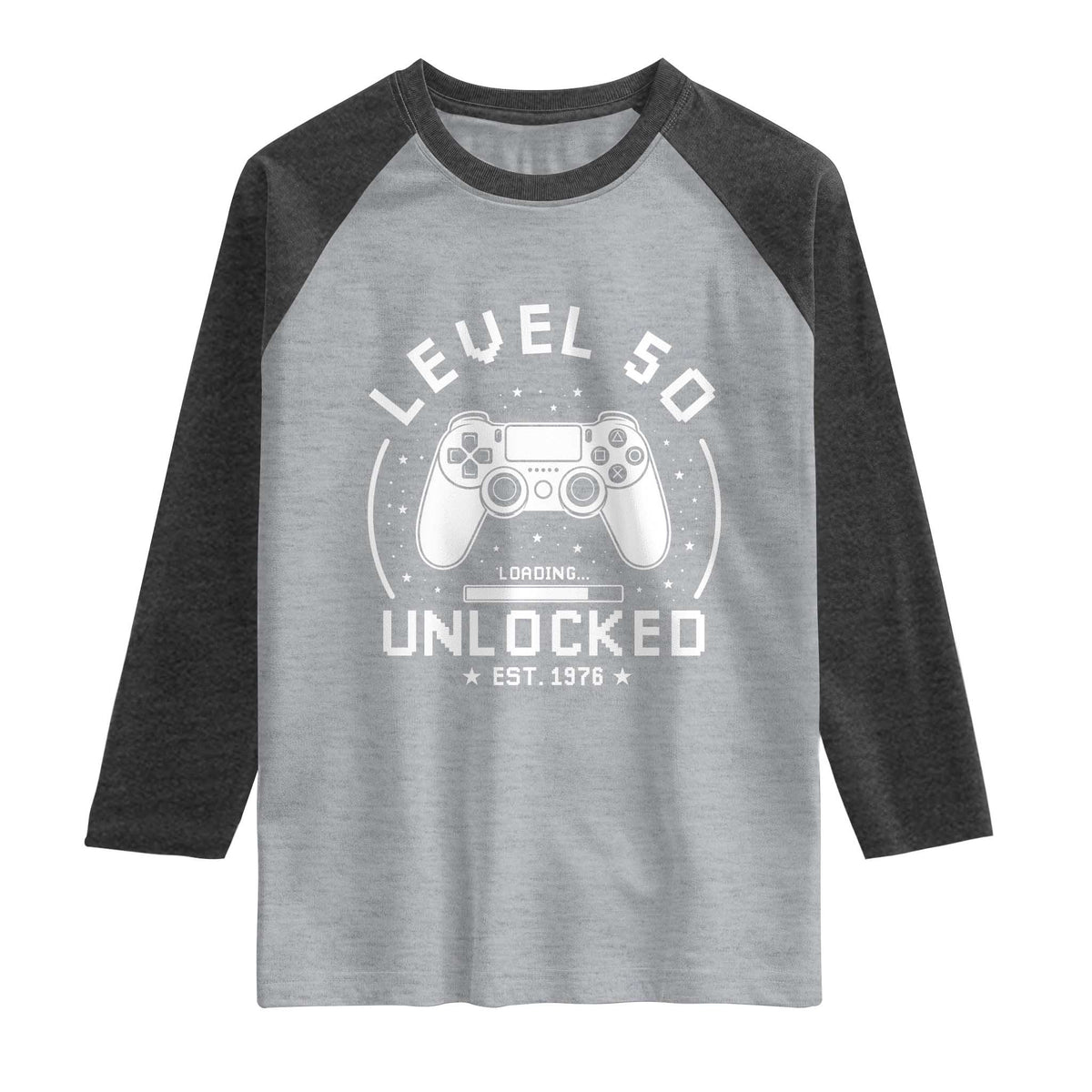 Level 50 Unlocked Video Gamer 50th Birthday Gift Raglan Shirt Vintage 1976 50 Year Old Gift