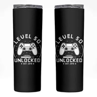 Level 50 Unlocked Video Gamer 50th Birthday Gift Skinny Tumbler Vintage 1976 50 Year Old Gift