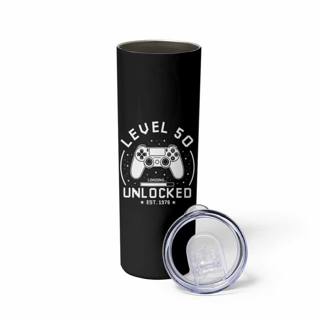 Level 50 Unlocked Video Gamer 50th Birthday Gift Skinny Tumbler Vintage 1976 50 Year Old Gift