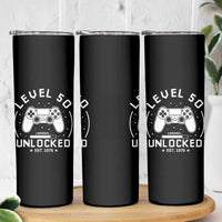 Level 50 Unlocked Video Gamer 50th Birthday Gift Skinny Tumbler Vintage 1976 50 Year Old Gift