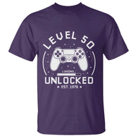 Level 50 Unlocked Video Gamer 50th Birthday Gift T Shirt Vintage 1976 50 Year Old Gift