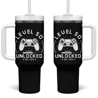 Level 50 Unlocked Video Gamer 50th Birthday Gift Tumbler With Handle Vintage 1976 50 Year Old Gift