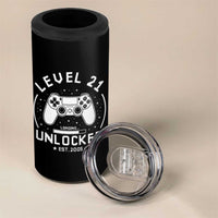 Level 21 Unlocked Video Gamer 21st  Birthday Gift 4 in 1 Can Cooler Tumbler Vintage 2005 21 Year Old Gift