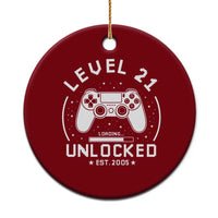 Level 21 Unlocked Video Gamer 21st  Birthday Gift Ceramic Ornament Vintage 2005 21 Year Old Gift