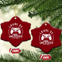 Level 21 Unlocked Video Gamer 21st  Birthday Gift Ceramic Ornament Vintage 2005 21 Year Old Gift