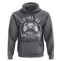 Level 21 Unlocked Video Gamer 21st  Birthday Gift Hoodie Vintage 2005 21 Year Old Gift