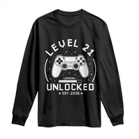 Level 21 Unlocked Video Gamer 21st  Birthday Gift Long Sleeve Shirt Vintage 2005 21 Year Old Gift