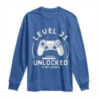 Level 21 Unlocked Video Gamer 21st  Birthday Gift Long Sleeve Shirt Vintage 2005 21 Year Old Gift