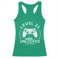 Level 21 Unlocked Video Gamer 21st  Birthday Gift Racerback Tank Top Vintage 2005 21 Year Old Gift