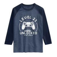 Level 21 Unlocked Video Gamer 21st  Birthday Gift Raglan Shirt Vintage 2005 21 Year Old Gift