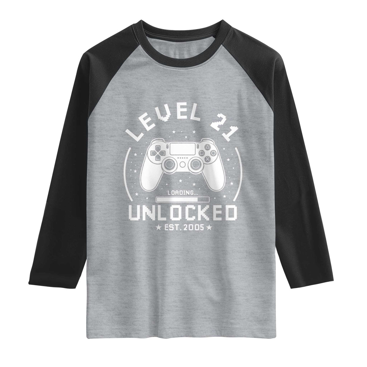 Level 21 Unlocked Video Gamer 21st  Birthday Gift Raglan Shirt Vintage 2005 21 Year Old Gift