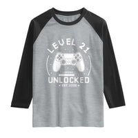Level 21 Unlocked Video Gamer 21st  Birthday Gift Raglan Shirt Vintage 2005 21 Year Old Gift