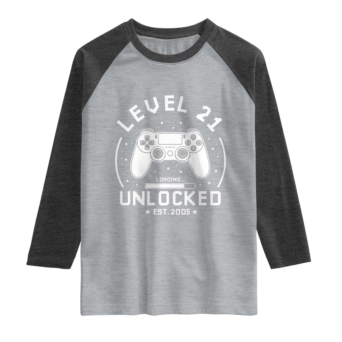 Level 21 Unlocked Video Gamer 21st  Birthday Gift Raglan Shirt Vintage 2005 21 Year Old Gift