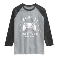 Level 21 Unlocked Video Gamer 21st  Birthday Gift Raglan Shirt Vintage 2005 21 Year Old Gift