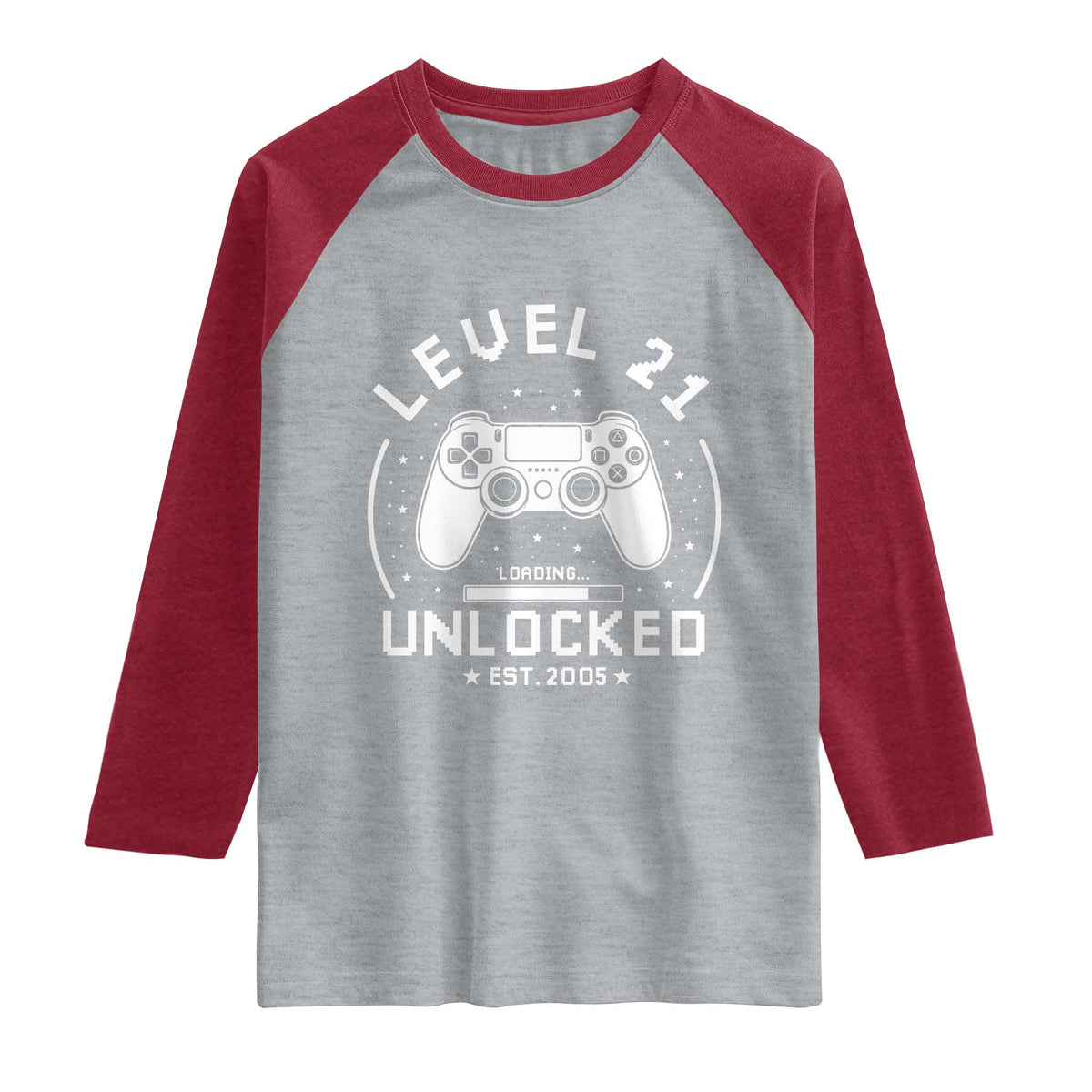 Level 21 Unlocked Video Gamer 21st  Birthday Gift Raglan Shirt Vintage 2005 21 Year Old Gift