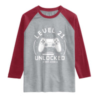 Level 21 Unlocked Video Gamer 21st  Birthday Gift Raglan Shirt Vintage 2005 21 Year Old Gift