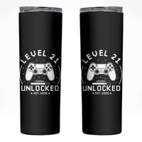 Level 21 Unlocked Video Gamer 21st  Birthday Gift Skinny Tumbler Vintage 2005 21 Year Old Gift