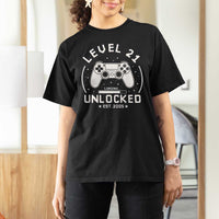 Level 21 Unlocked Video Gamer 21st  Birthday Gift T Shirt For Women Vintage 2005 21 Year Old Gift