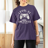 Level 21 Unlocked Video Gamer 21st  Birthday Gift T Shirt For Women Vintage 2005 21 Year Old Gift