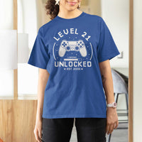 Level 21 Unlocked Video Gamer 21st  Birthday Gift T Shirt For Women Vintage 2005 21 Year Old Gift