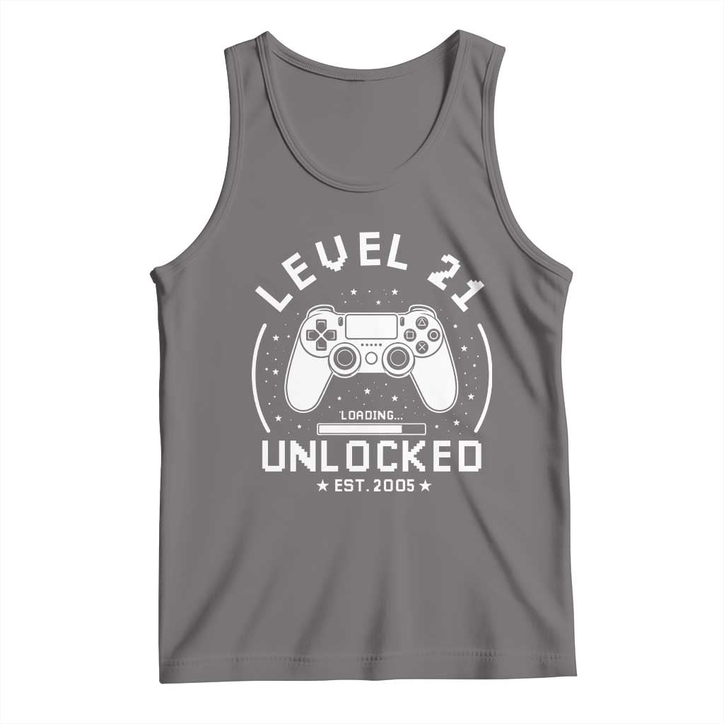 Level 21 Unlocked Video Gamer 21st  Birthday Gift Tank Top Vintage 2005 21 Year Old Gift