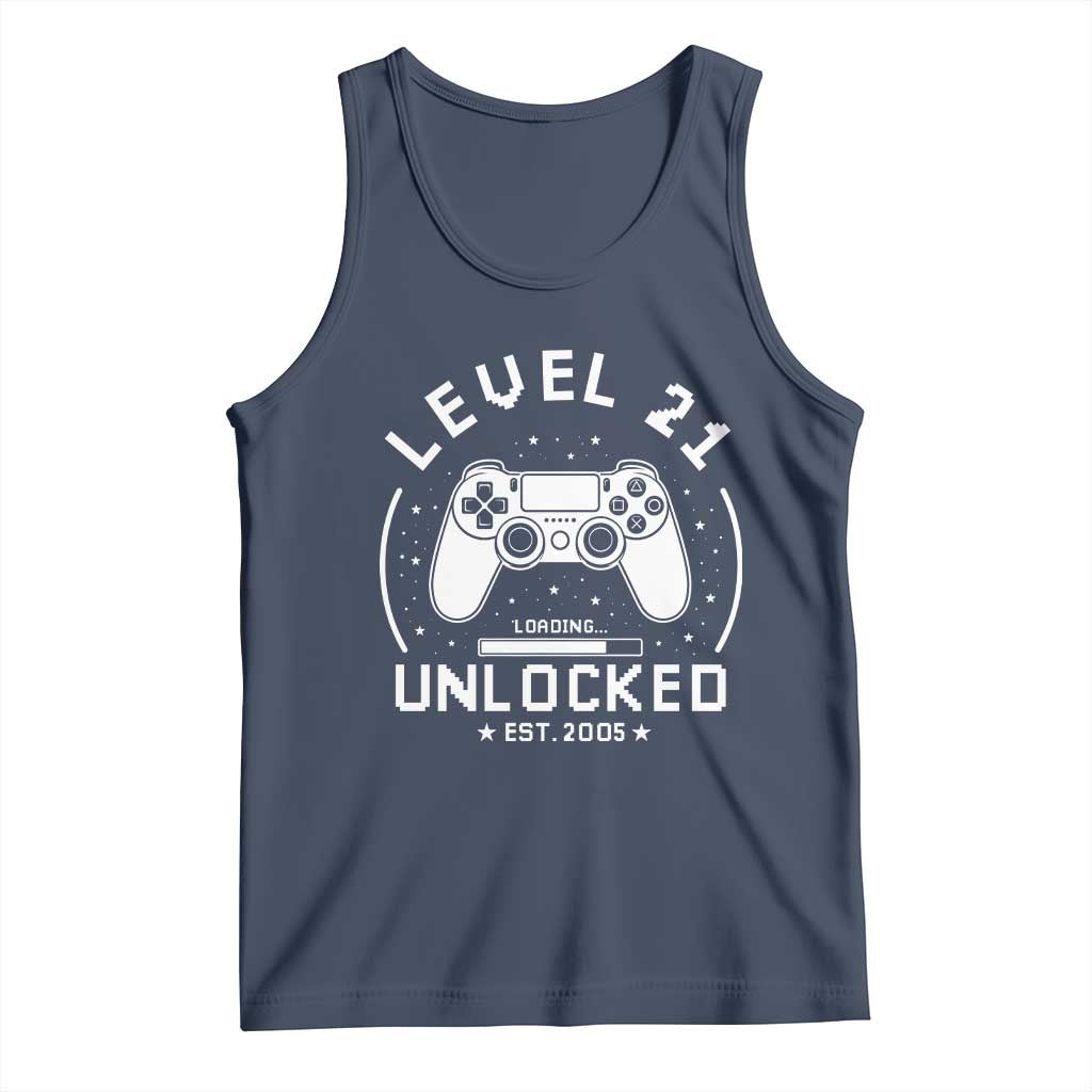 Level 21 Unlocked Video Gamer 21st  Birthday Gift Tank Top Vintage 2005 21 Year Old Gift