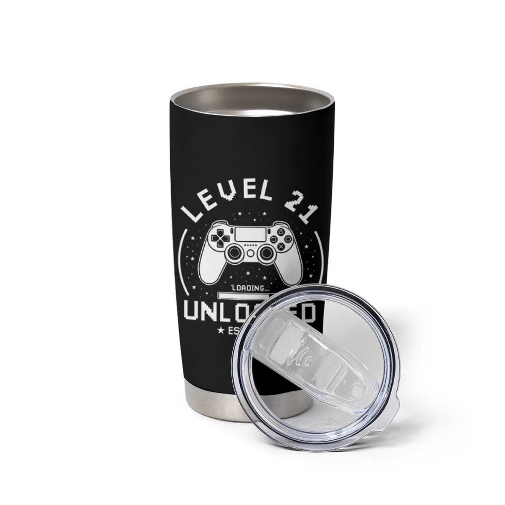 Level 21 Unlocked Video Gamer 21st  Birthday Gift Tumbler Cup Vintage 2005 21 Year Old Gift
