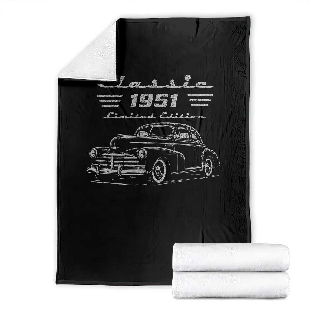 75th Birthday Throw Blanket Vintage Retro Car Classic 1951 75 Year Old Gift