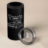 75th Birthday 4 in 1 Can Cooler Tumbler Vintage Retro Car Classic 1951 75 Year Old Gift