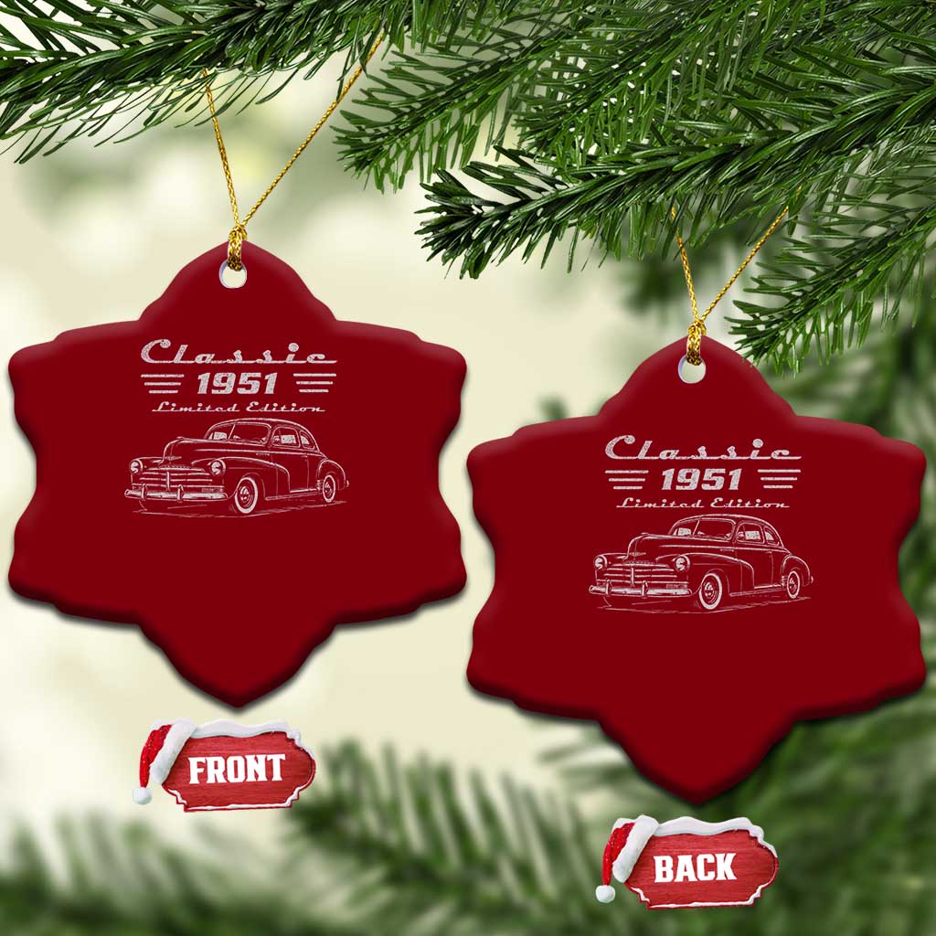 75th Birthday Ceramic Ornament Vintage Retro Car Classic 1951 75 Year Old Gift