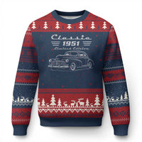 75th Birthday Ugly Christmas Sweater Vintage Retro Car Classic 1951 75 Year Old Gift