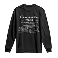 75th Birthday Long Sleeve Shirt Vintage Retro Car Classic 1951 75 Year Old Gift