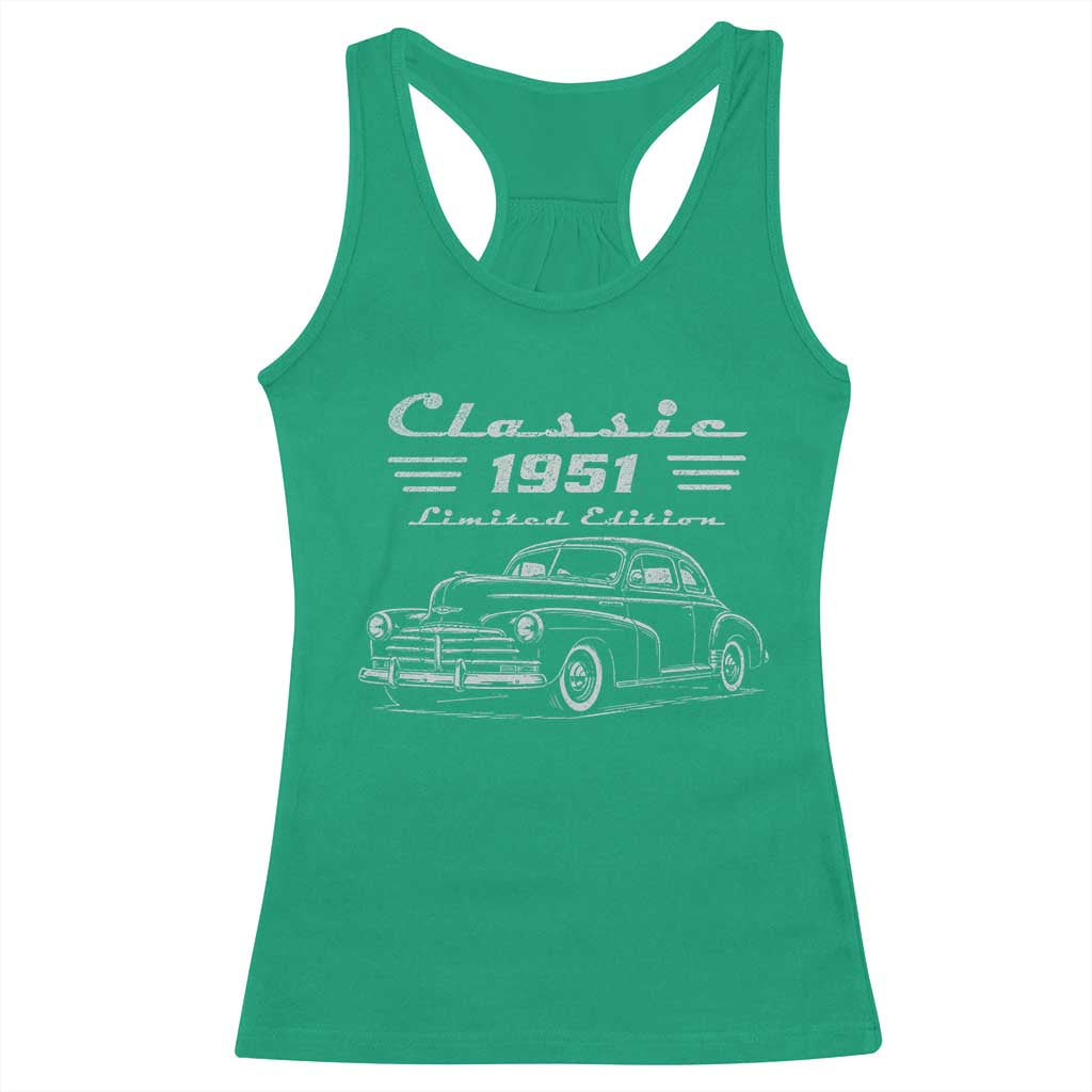 75th Birthday Racerback Tank Top Vintage Retro Car Classic 1951 75 Year Old Gift