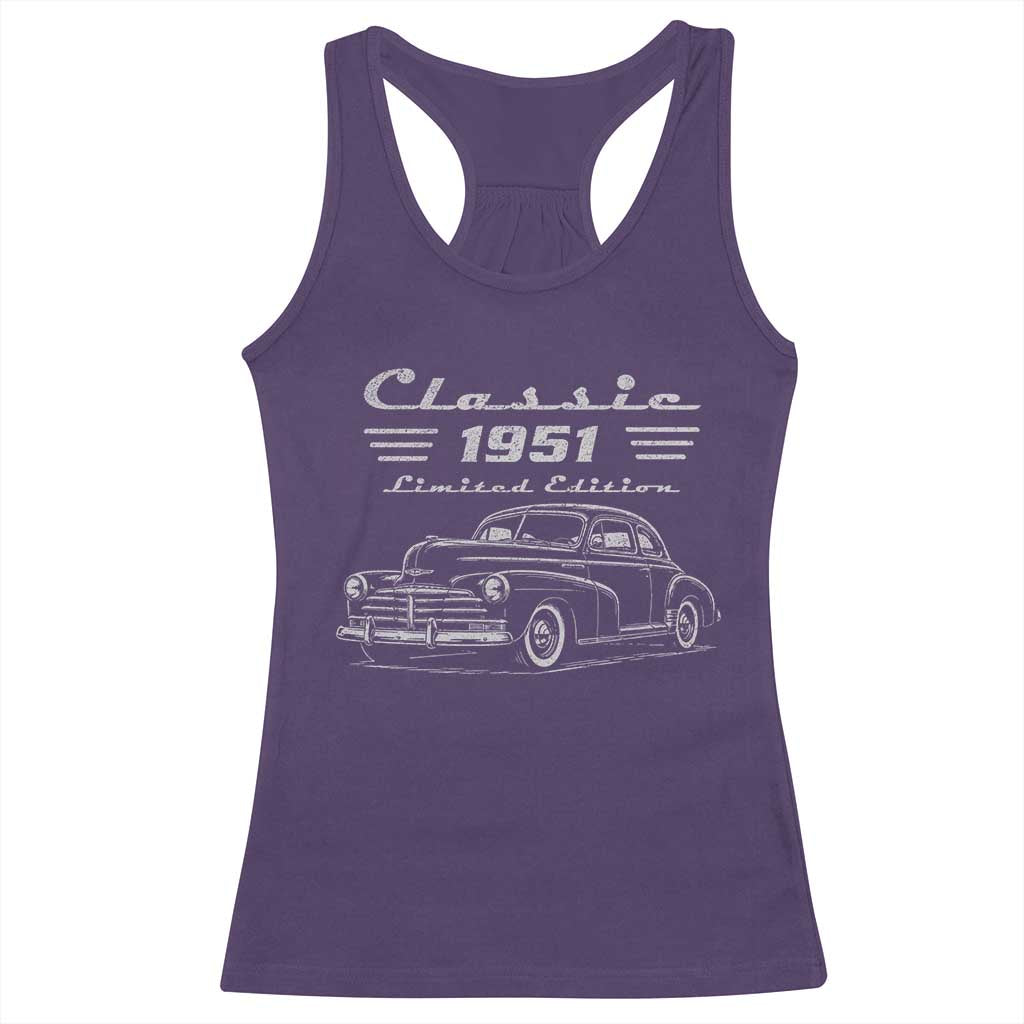 75th Birthday Racerback Tank Top Vintage Retro Car Classic 1951 75 Year Old Gift