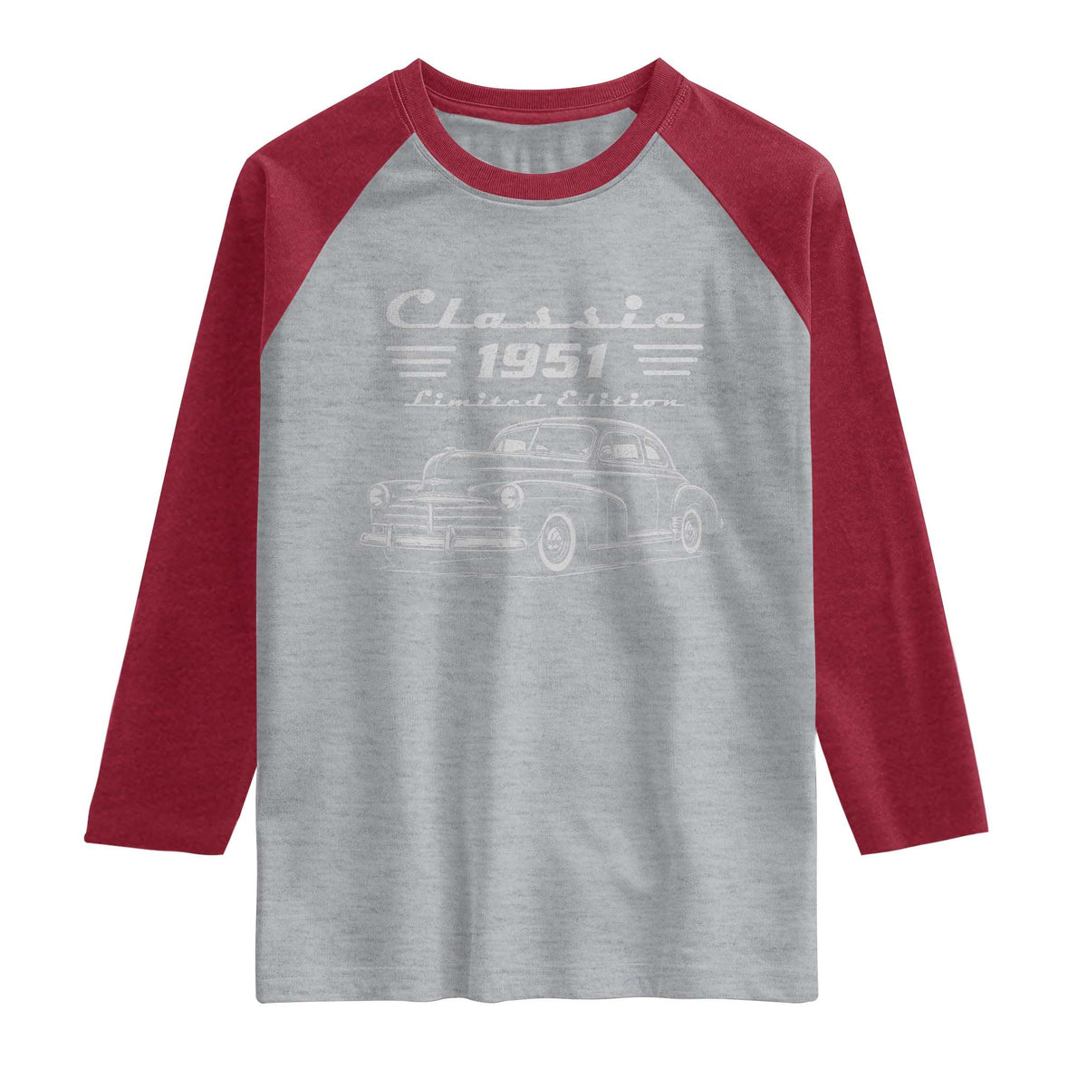 75th Birthday Raglan Shirt Vintage Retro Car Classic 1951 75 Year Old Gift