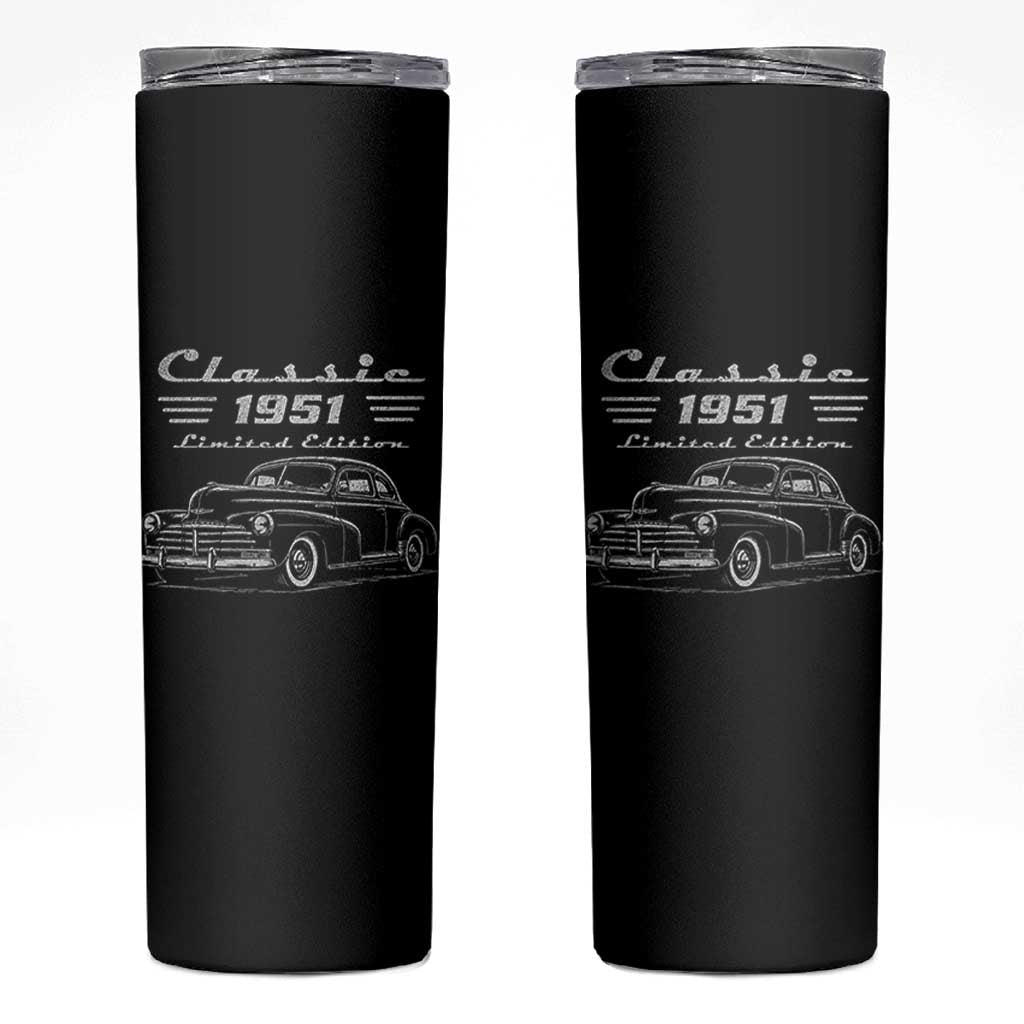 75th Birthday Skinny Tumbler Vintage Retro Car Classic 1951 75 Year Old Gift