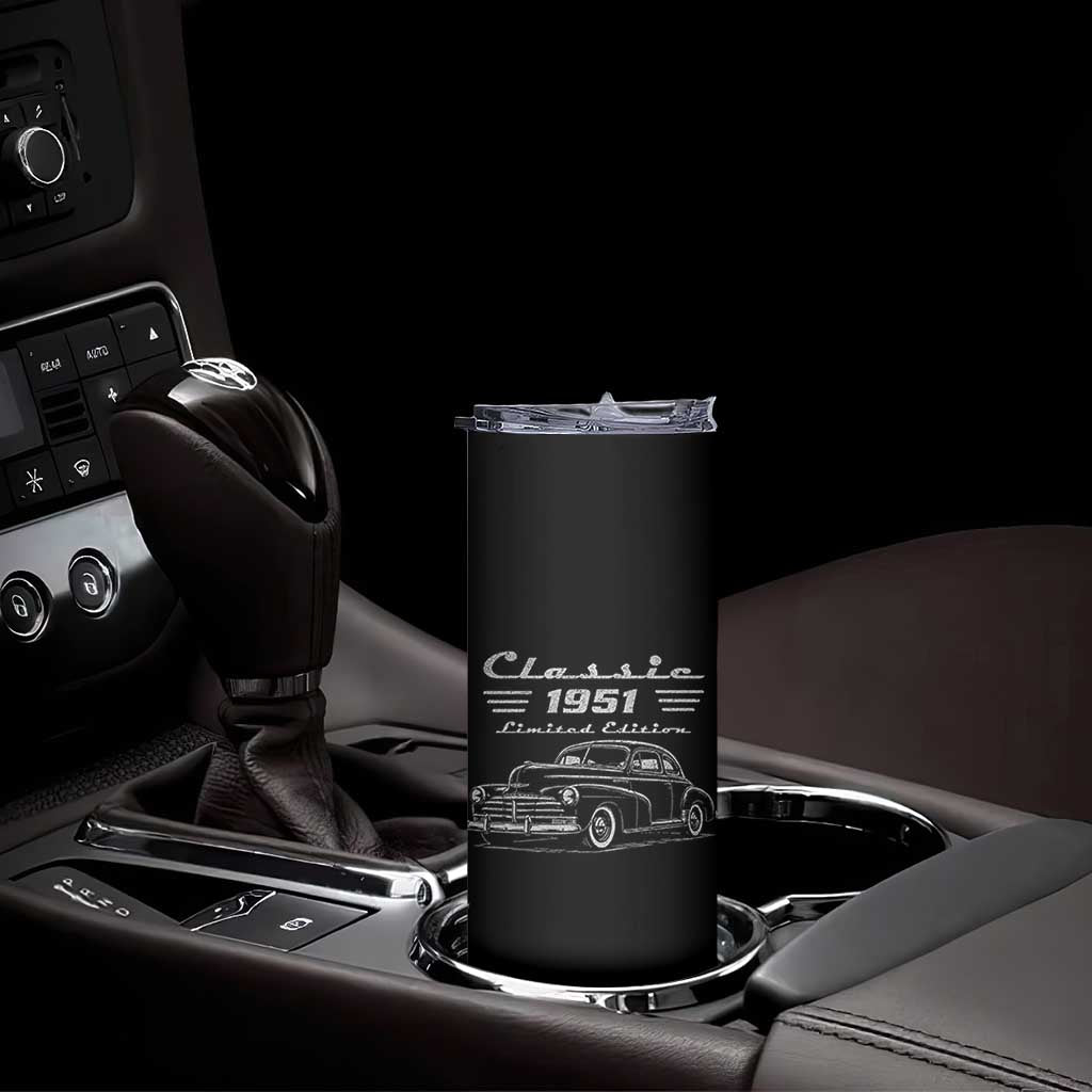 75th Birthday Skinny Tumbler Vintage Retro Car Classic 1951 75 Year Old Gift