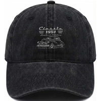 75th Birthday Washed Cotton Baseball Cap Vintage Retro Car Classic 1951 75 Year Old Gift