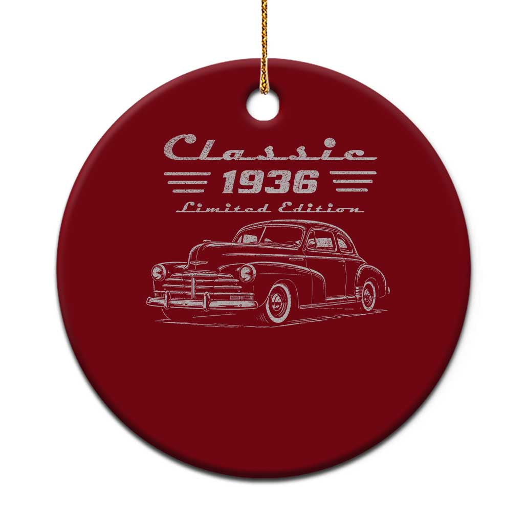 90th Birthday Ceramic Ornament Vintage Retro Car Classic 1936 90 Year Old Gift