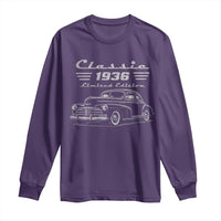 90th Birthday Long Sleeve Shirt Vintage Retro Car Classic 1936 90 Year Old Gift