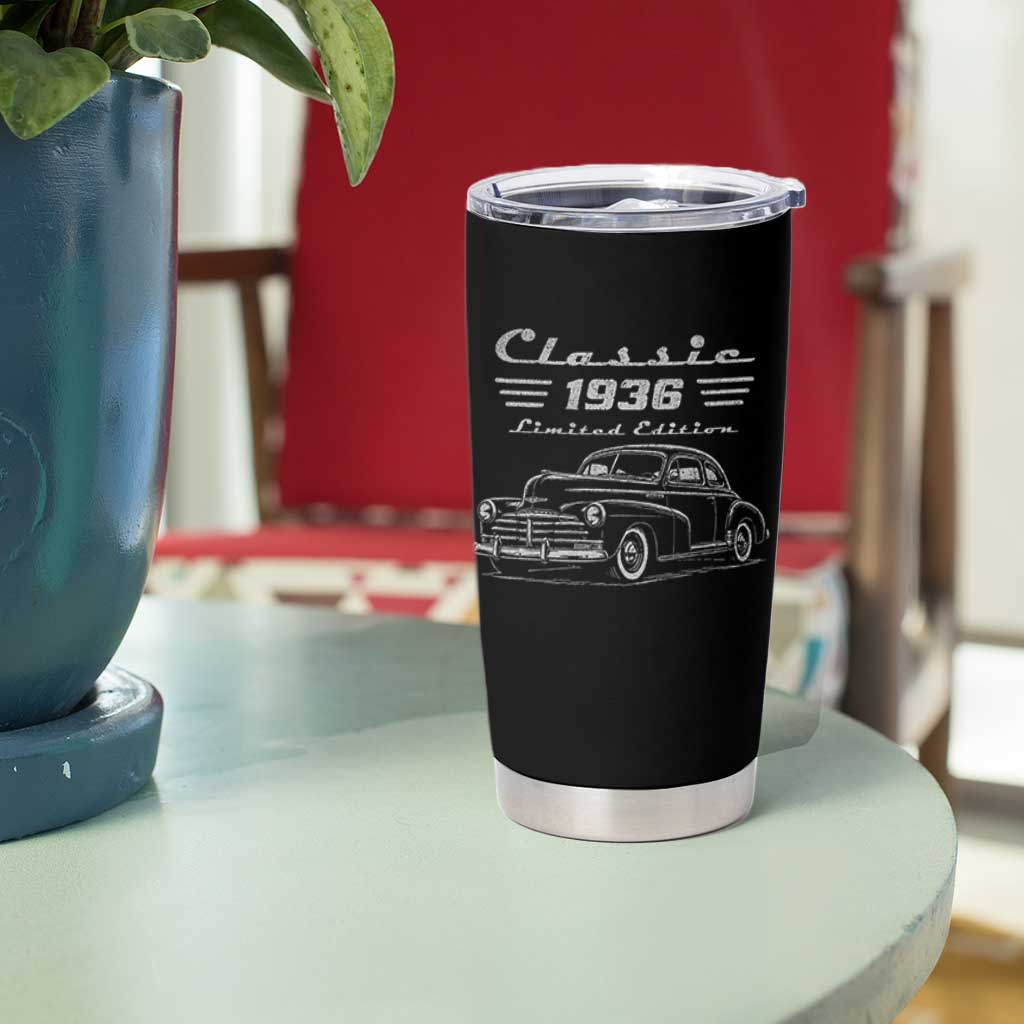 90th Birthday Tumbler Cup Vintage Retro Car Classic 1936 90 Year Old Gift