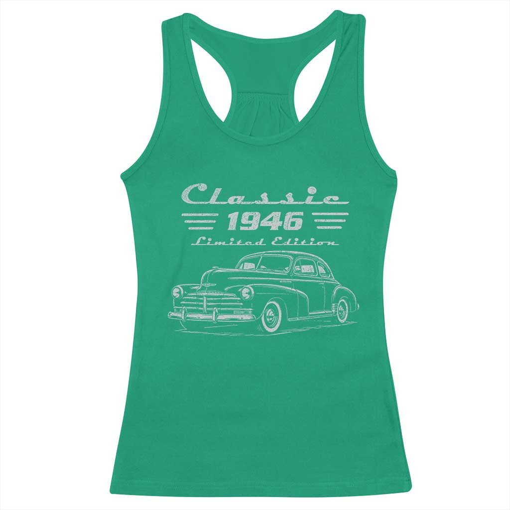 80th Birthday Racerback Tank Top Vintage Retro Car Classic 1946 80 Year Old Gift