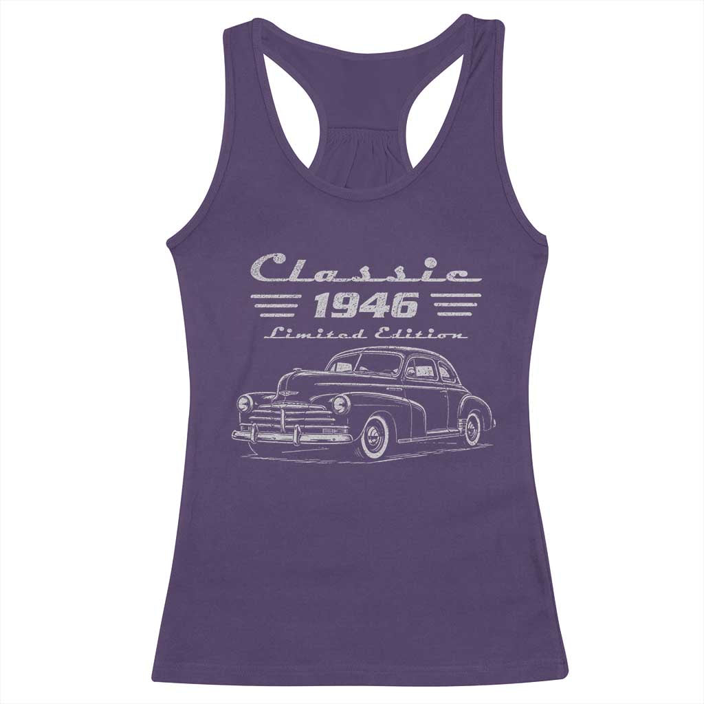 80th Birthday Racerback Tank Top Vintage Retro Car Classic 1946 80 Year Old Gift