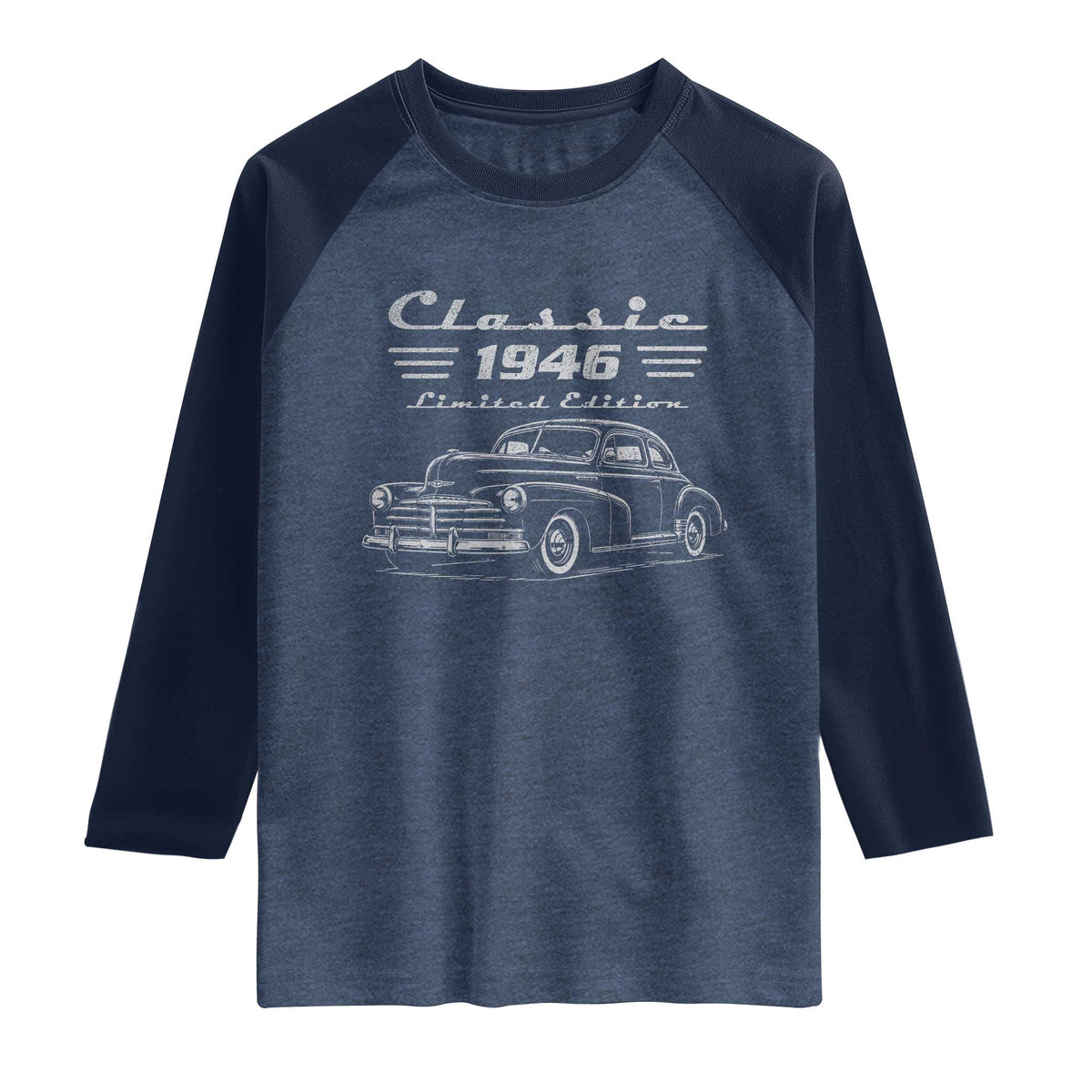 80th Birthday Raglan Shirt Vintage Retro Car Classic 1946 80 Year Old Gift