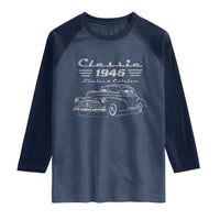 80th Birthday Raglan Shirt Vintage Retro Car Classic 1946 80 Year Old Gift
